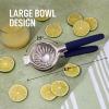 imageZulay Extra Large Lemon Squeezer Stainless Steel  Easy Squeeze Heavy Duty Lemon Juicer Hand Press  Ergonomic Citrus Squeezer ampamp Fruit Juicer for Small Oranges Lemons ampamp LimesNavy Grip