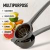 imageZulay Extra Large Lemon Squeezer Stainless Steel  Easy Squeeze Heavy Duty Lemon Juicer Hand Press  Ergonomic Citrus Squeezer ampamp Fruit Juicer for Small Oranges Lemons ampamp LimesMetallic Black