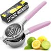 imageZulay Extra Large Lemon Squeezer Stainless Steel  Easy Squeeze Heavy Duty Lemon Juicer Hand Press  Ergonomic Citrus Squeezer ampamp Fruit Juicer for Small Oranges Lemons ampamp LimesPink Grip