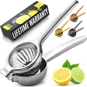imageZulay Extra Large Lemon Squeezer Stainless Steel  Easy Squeeze Heavy Duty Lemon Juicer Hand Press  Ergonomic Citrus Squeezer ampamp Fruit Juicer for Small Oranges Lemons ampamp LimesSilver