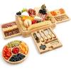 imageZulay Kitchen Premium Bamboo Cheese Board Set  Extra Thick Bamboo Charcuterie Board Set with 4 Piece Knife Set  Wooden Cheese Board is Perfect for Charcuterie Wine and Cheese Deluxe Set