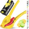 imageZulay Kitchen Metal 2in1 Lemon Squeezer  Sturdy Max Extraction Hand Juicer Lemon Squeezer Gets Every Last Drop  Easy to Clean Manual Citrus Juicer  EasyUse Lemon Juicer Squeezer  GreenLimeBright Red and Cyber Yellow