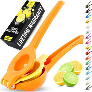 imageZulay Kitchen Metal 2in1 Lemon Squeezer  Sturdy Max Extraction Hand Juicer Lemon Squeezer Gets Every Last Drop  Easy to Clean Manual Citrus Juicer  EasyUse Lemon Juicer Squeezer  GreenLimeOrange  Yellow