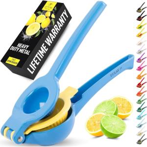 imageZulay Kitchen Metal 2in1 Lemon Squeezer  Sturdy Max Extraction Hand Juicer Lemon Squeezer Gets Every Last Drop  Easy to Clean Manual Citrus Juicer  EasyUse Lemon Juicer Squeezer  GreenLimeBlueYellow