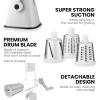 imageZulay Kitchen Cheese Grater Hand Crank Grater For Kitchen With Reinforced Suction  Rotary Cheese Grater With 3 Replaceable Stainless Steel Blades  Easy to Use ampamp Clean  Vegetable Cutter  WhiteBlizzard White