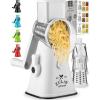 imageZulay Kitchen Cheese Grater Hand Crank Grater For Kitchen With Reinforced Suction  Rotary Cheese Grater With 3 Replaceable Stainless Steel Blades  Easy to Use ampamp Clean  Vegetable Cutter  WhiteBlizzard White