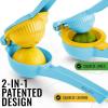 image:imageZulay Kitchen 9 in 1 Cast Iron Juicer  EasytoClean HeavyDuty Manual Juicer with Presser Attachment to Juice All Types of Fruits Extra Tall with Stainless Steel Bowl  BlackCool Blue and Yellow