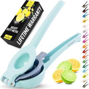 image:imageZulay Kitchen 9 in 1 Cast Iron Juicer  EasytoClean HeavyDuty Manual Juicer with Presser Attachment to Juice All Types of Fruits Extra Tall with Stainless Steel Bowl  BlackLight Blue  Purple Slate