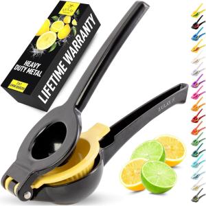 image:imageZulay Kitchen 9 in 1 Cast Iron Juicer  EasytoClean HeavyDuty Manual Juicer with Presser Attachment to Juice All Types of Fruits Extra Tall with Stainless Steel Bowl  BlackBlack  Yellow