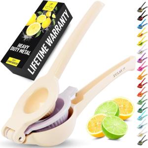 image:imageZulay Kitchen 9 in 1 Cast Iron Juicer  EasytoClean HeavyDuty Manual Juicer with Presser Attachment to Juice All Types of Fruits Extra Tall with Stainless Steel Bowl  BlackCream  Light Purple