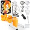 image:imageZulay Kitchen Cast Iron Juicer  EasytoClean HeavyDuty Manual Juicer Professional Citrus Juicer  Stainless Steel Lemon Squeezer  Manual Citrus Press amp Orange Squeezer  Orange Juicer  Navy9 in 1  White