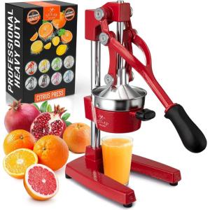 image:imageZulay Kitchen Cast Iron Juicer  EasytoClean HeavyDuty Manual Juicer Professional Citrus Juicer  Stainless Steel Lemon Squeezer  Manual Citrus Press amp Orange Squeezer  Orange Juicer  NavyOriginal  Deep Red