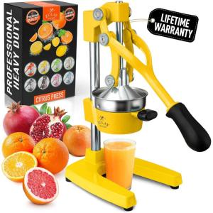 image:imageZulay Kitchen Cast Iron Juicer  EasytoClean HeavyDuty Manual Juicer Professional Citrus Juicer  Stainless Steel Lemon Squeezer  Manual Citrus Press amp Orange Squeezer  Orange Juicer  NavyOriginal  Yellow