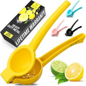image:imageZulay Kitchen Metal Lemon Squeezer  Handheld Lemon Juicer Squeezer  Easy to Use Citrus Juicer  Manual Press for Extracting the Most Juice Possible  Extracts Every Last DropBright Yellow