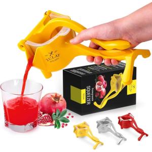 image:imageZulay Fruit Manual Juicer Heavy Duty Juice Press Squeezer with Detachable Lever amp Removable Strainer  Fruit Press amp Hand Juicer For Pomegranates Lemons Oranges and More RedYellow