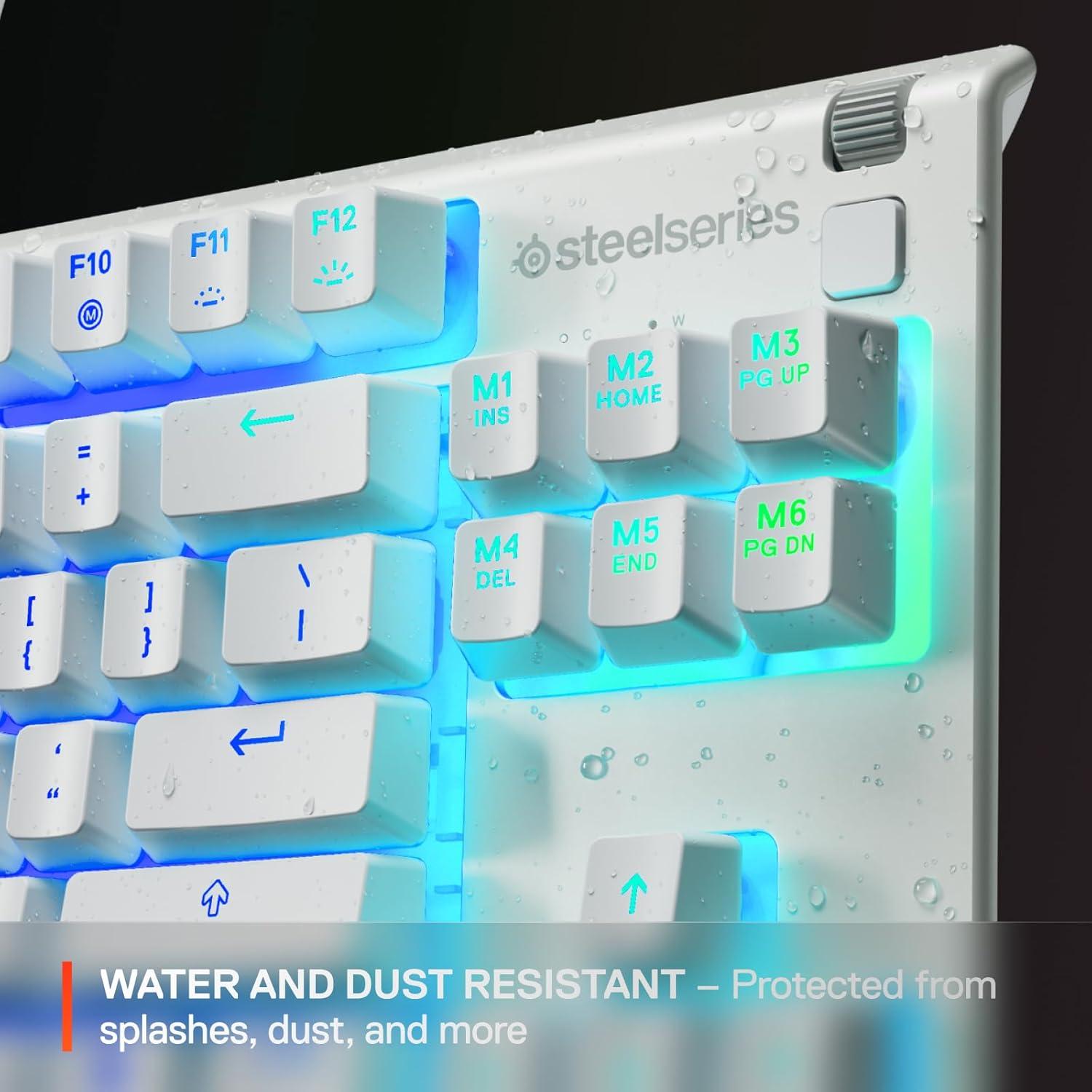imageSteelSeries Apex 3 TKL White RGB Gaming Keyboard  Tenkeyless Compact Form Factor  8Zone RGB Illumination  Water and Dust Resistant  WhisperQuiet Gaming Switch