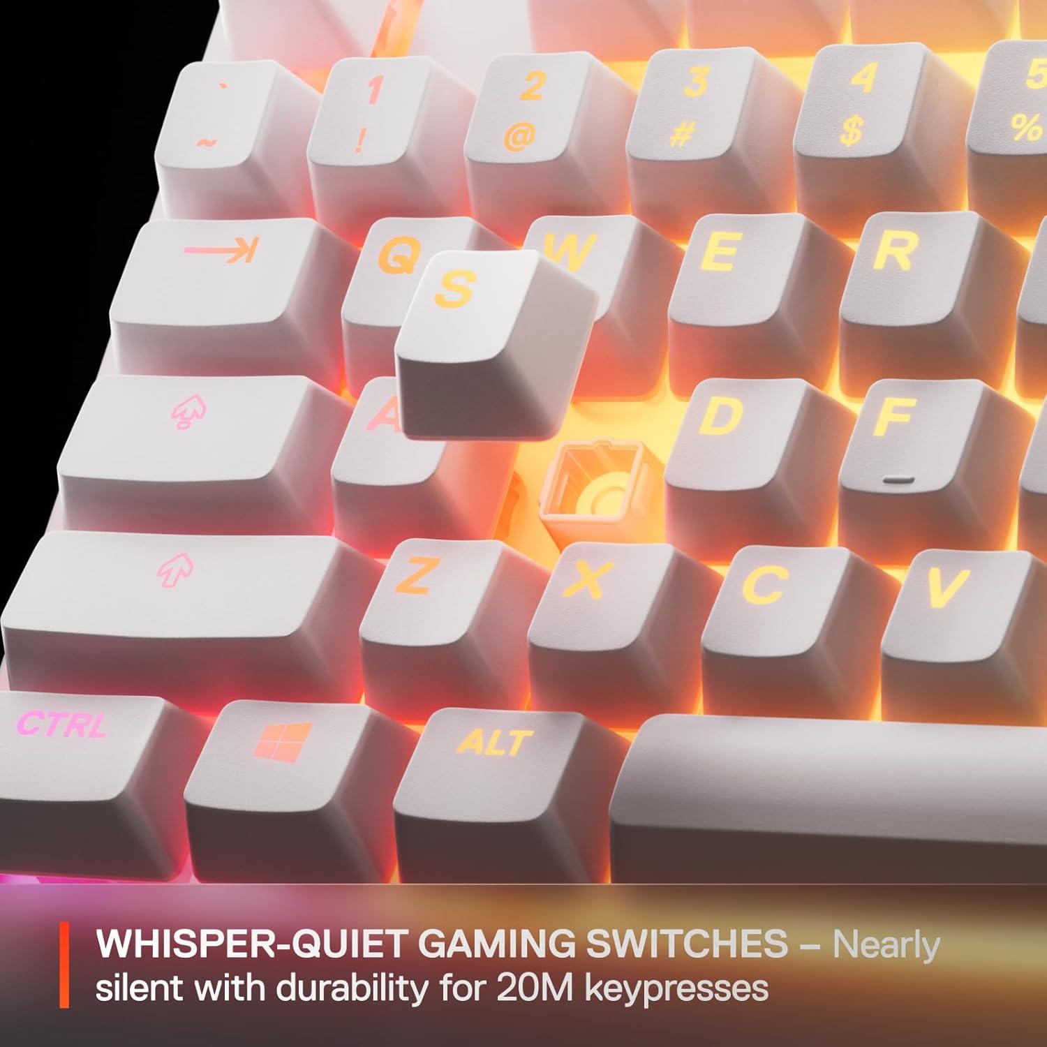 imageSteelSeries Apex 3 TKL White RGB Gaming Keyboard  Tenkeyless Compact Form Factor  8Zone RGB Illumination  Water and Dust Resistant  WhisperQuiet Gaming Switch