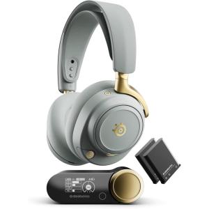 imageSteelSeries Arctis Nova Elite  HiRes Wireless Gaming Headset  96kHz24bit  Carbon Fiber Speakers  ANC  AI Noise Rejection  App  24GHz  BT  MultiSource Mix  OmniPlay PCPlayStationXboxSage  Gold