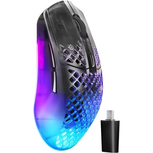 image:imageSteelSeries Aerox 3 Wireless Gen 2  SuperLight 68g Gaming Mouse 4K Polling 26K DPI Optical Sensor 200 Hour Battery IP54 Water Resistant 80m Click Durability RGB 100 PTFE Feet  ShadowShadow