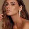 imageBriLove Clipon Earrings Rhinestone Dangling for Women Fashion Long Chandelier Sparkle Crystal Tassel Dangle Drop EarringClearGoldTone
