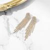 imageBriLove Clipon Earrings Rhinestone Dangling for Women Fashion Long Chandelier Sparkle Crystal Tassel Dangle Drop EarringClearGoldTone
