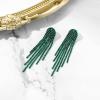 imageBriLove Clipon Earrings Rhinestone Dangling for Women Fashion Long Chandelier Sparkle Crystal Tassel Dangle Drop EarringEmerald Color GreenTone