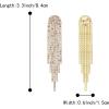 imageBriLove Clipon Earrings Rhinestone Dangling for Women Fashion Long Chandelier Sparkle Crystal Tassel Dangle Drop EarringIredescent AB GoldTone
