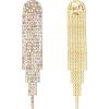 imageBriLove Clipon Earrings Rhinestone Dangling for Women Fashion Long Chandelier Sparkle Crystal Tassel Dangle Drop EarringIredescent AB GoldTone