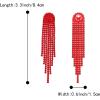 imageBriLove Clipon Earrings Rhinestone Dangling for Women Fashion Long Chandelier Sparkle Crystal Tassel Dangle Drop EarringRuby Color RedTone