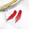 imageBriLove Clipon Earrings Rhinestone Dangling for Women Fashion Long Chandelier Sparkle Crystal Tassel Dangle Drop EarringRuby Color RedTone