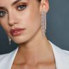 imageBriLove Rhinestone Earrings Dangling for Women Fashion Long Chandelier Sparkle Crystal Tassel Dangle Drop Earring for Party Prom AccessoriesIredescent AB SilverTone