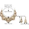 imageBriLove Womens Costume Fashion Crystal Teardrop Hollow Scroll Statement Necklace Dangle Earrings SetChampagne GoldTone