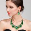 imageBriLove Womens Costume Fashion Crystal Teardrop Hollow Scroll Statement Necklace Dangle Earrings SetEmerald Color GoldTone