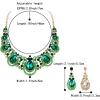 imageBriLove Womens Costume Fashion Crystal Teardrop Hollow Scroll Statement Necklace Dangle Earrings SetEmerald Color GoldTone