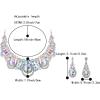 imageBriLove Womens Costume Fashion Crystal Teardrop Hollow Scroll Statement Necklace Dangle Earrings SetIridescent AB SilverTone