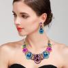imageBriLove Womens Costume Fashion Crystal Teardrop Hollow Scroll Statement Necklace Dangle Earrings SetMulticolor GoldTone