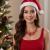 imageBriLove Womens Costume Fashion Crystal Teardrop Hollow Scroll Statement Necklace Dangle Earrings SetRuby Color GoldTone