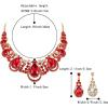 imageBriLove Womens Costume Fashion Crystal Teardrop Hollow Scroll Statement Necklace Dangle Earrings SetRuby Color GoldTone