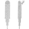 imageBriLove Clipon Earrings Rhinestone Dangling for Women Fashion Long Chandelier Sparkle Crystal Tassel Dangle Drop EarringClearSilverTone