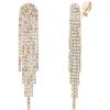 imageBriLove Clipon Earrings Rhinestone Dangling for Women Fashion Long Chandelier Sparkle Crystal Tassel Dangle Drop EarringIredescent AB GoldTone