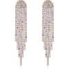imageBriLove Rhinestone Earrings Dangling for Women Fashion Long Chandelier Sparkle Crystal Tassel Dangle Drop Earring for Party Prom AccessoriesIredescent AB SilverTone