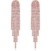 imageBriLove Rhinestone Earrings Dangling for Women Fashion Long Chandelier Sparkle Crystal Tassel Dangle Drop Earring for Party Prom AccessoriesPink GoldTone