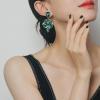 imageBriLove ClipOn Earrings Wedding Stunning Crystal Rhinestone Marquise Teardrop Cluster Dangle Earring for Women Party Prom AccessoryEmerald Color GoldTone