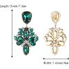 imageBriLove ClipOn Earrings Wedding Stunning Crystal Rhinestone Marquise Teardrop Cluster Dangle Earring for Women Party Prom AccessoryEmerald Color GoldTone