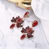 imageBriLove ClipOn Earrings Wedding Stunning Crystal Rhinestone Marquise Teardrop Cluster Dangle Earring for Women Party Prom AccessoryRuby Color GoldTone