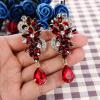 imageBriLove Womens Bohemian Boho Crystal Flower Wedding Bridal Chandelier Teardrop Bling ClipOn Dangle Earrings01Ruby Color GoldTone