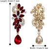 imageBriLove Womens Bohemian Boho Crystal Flower Wedding Bridal Chandelier Teardrop Bling ClipOn Dangle Earrings01Ruby Color GoldTone