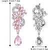 imageBriLove Womens Bohemian Boho Crystal Flower Wedding Bridal Chandelier Teardrop Bling ClipOn Dangle Earrings04Pink Tourmaline Color SilverTone