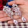 imageBriLove Womens Bohemian Boho Crystal Flower Wedding Bridal Chandelier Teardrop Bling ClipOn Dangle Earrings04Pink Tourmaline Color SilverTone