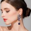 imageBriLove Womens Bohemian Boho Crystal Flower Wedding Bridal Chandelier Teardrop Bling ClipOn Dangle Earrings05Amethyst Color GoldTone